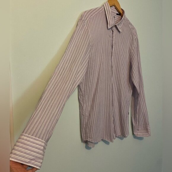 COPY Hugo Boss Men’s Striped White and Purple Button Up Shirt XL - Picture 8 of 11